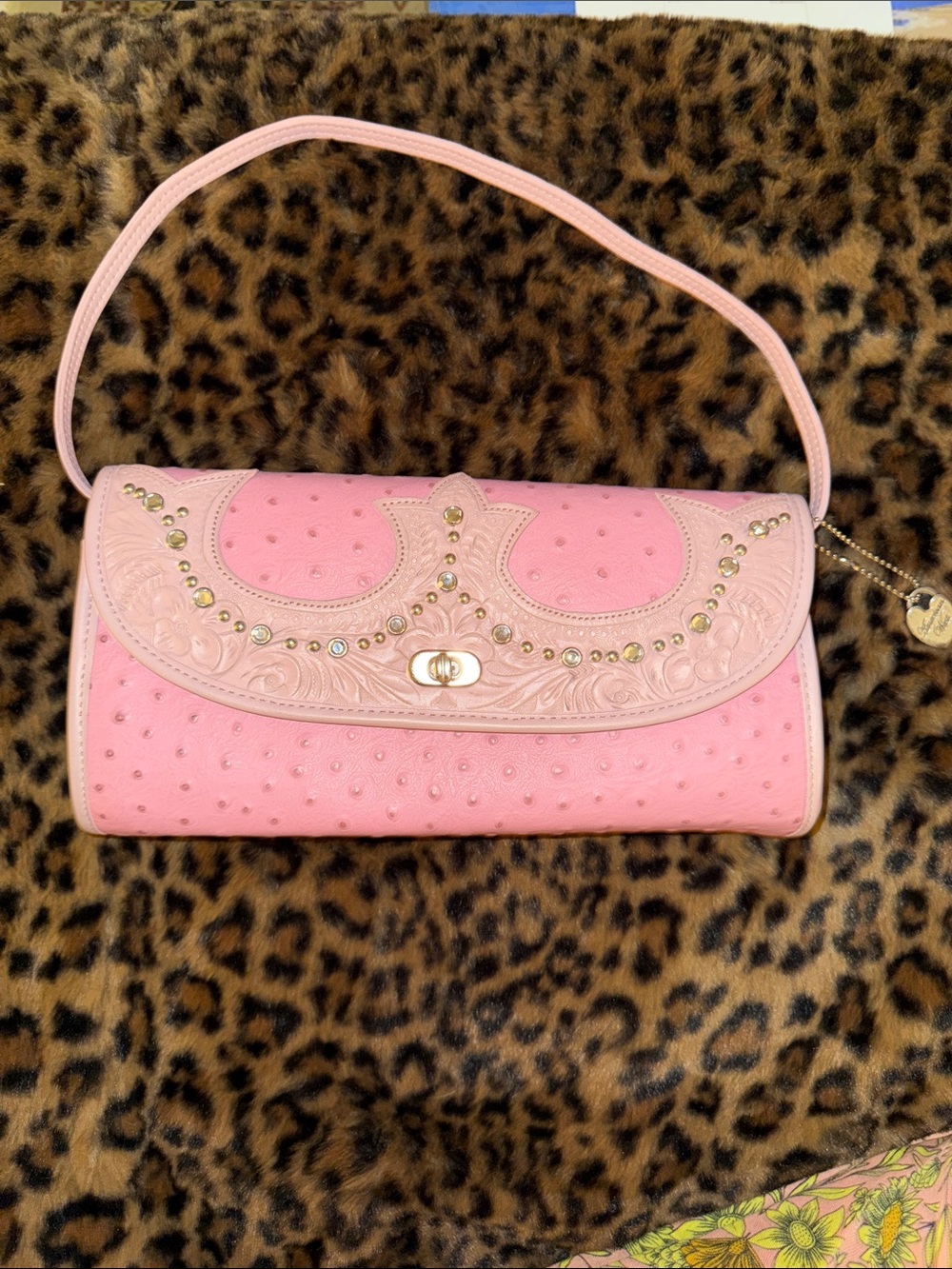 AMERICAN WEST ADORABLE PINK RHINESTONE SILVER STUD PURSE 👛